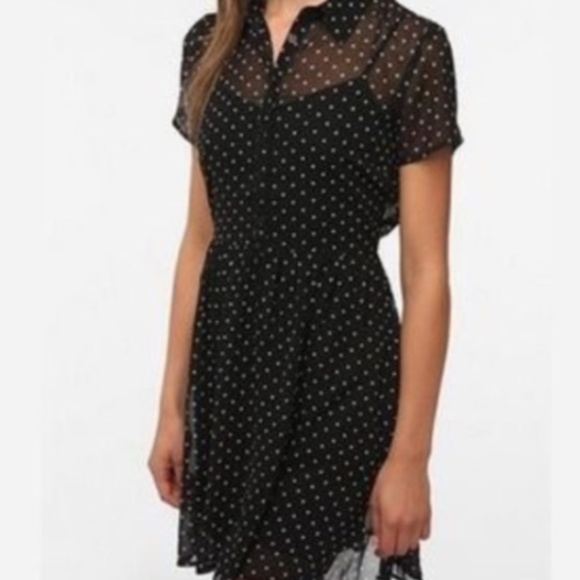 white polka dot shirt dress